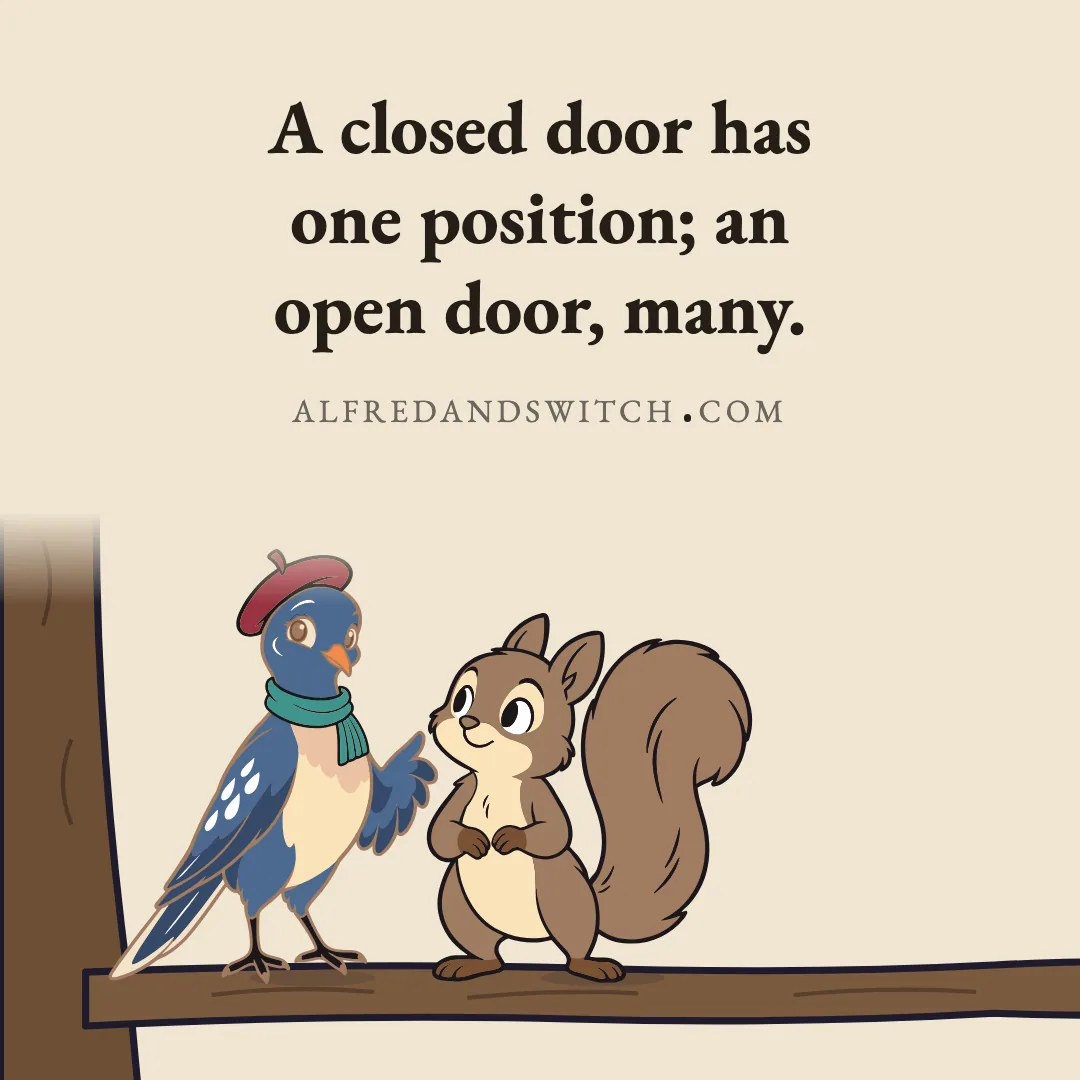 A closed door has one position; an open door, many.