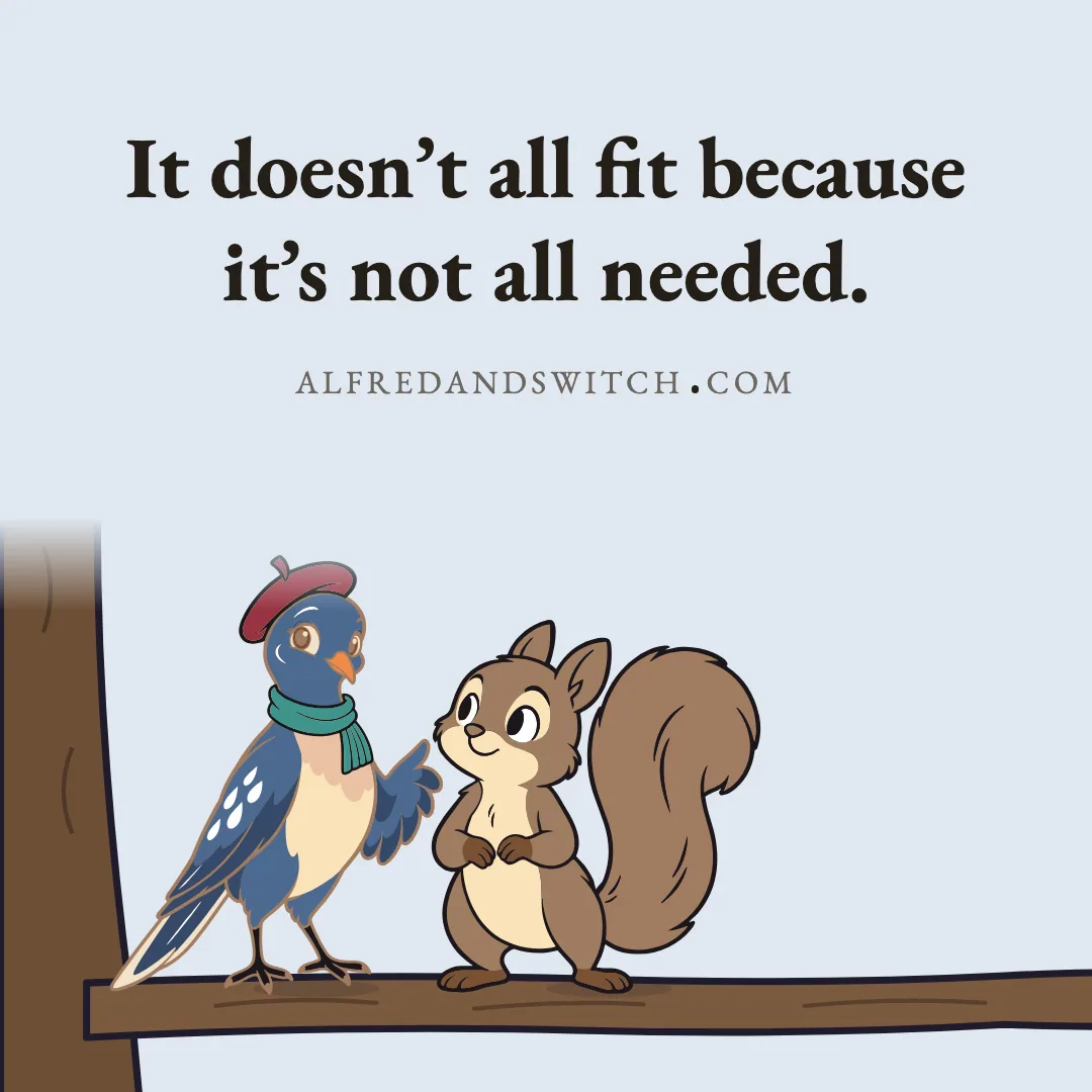 It doesn’t all fit because it’s not all needed.