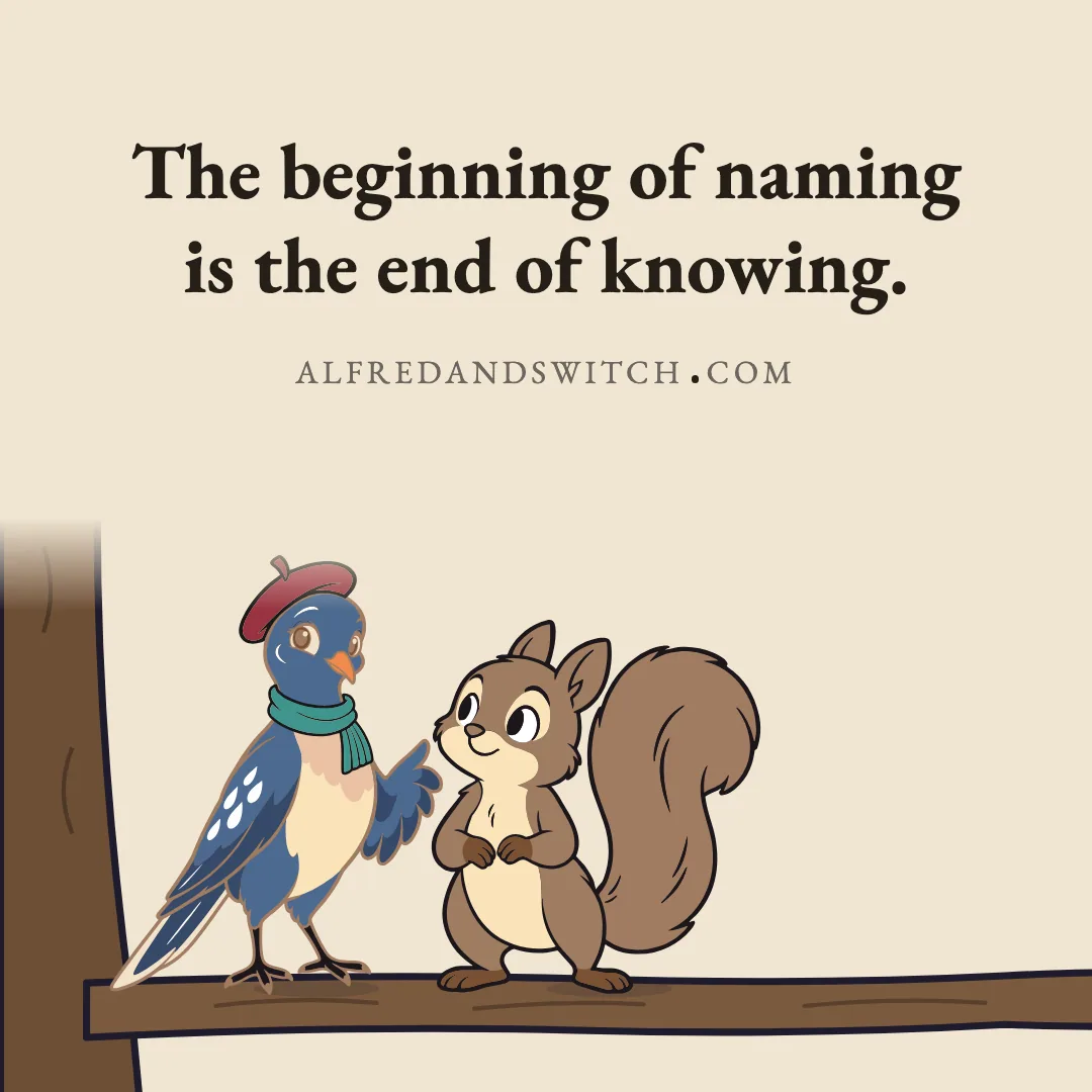 The beginning of naming is the end of knowing.