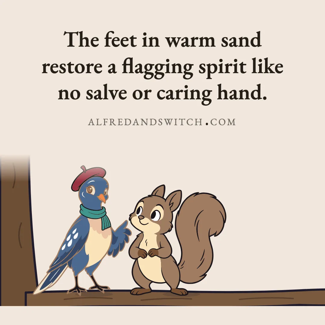 The feet in warm sand restore a flagging spirit like no salve or caring hand.